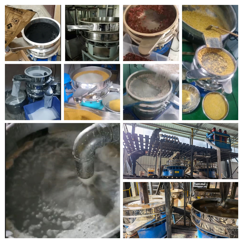 圓形振動(dòng)篩適用行業(yè)：食品，陶瓷，醫(yī)藥，冶金，化工等行業(yè)。